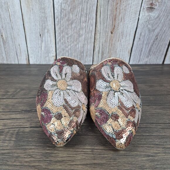 BIRDIES The Dove Floral Pink Petal Sequin Slip On Mule Women's Sz 9 NIB - Picture 2 of 9